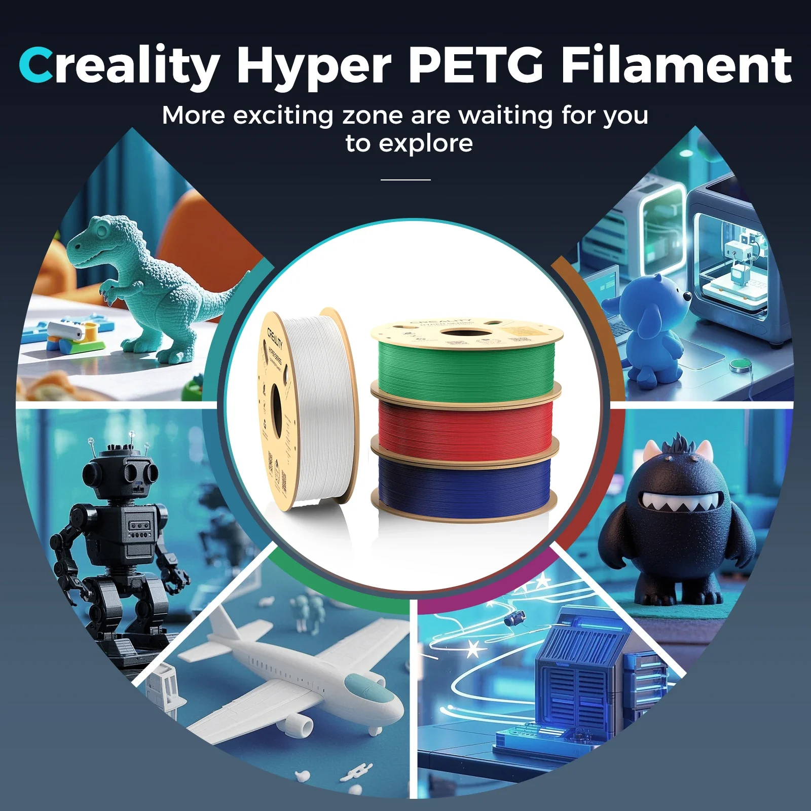 

Филамент Creality Hyper PETG 1.75 мм, катушка 1 кг, высокоскоростной, 30-600 мм/с, точность Hyper PETG ± 0.03 мм для 3D-принтера K1 Max