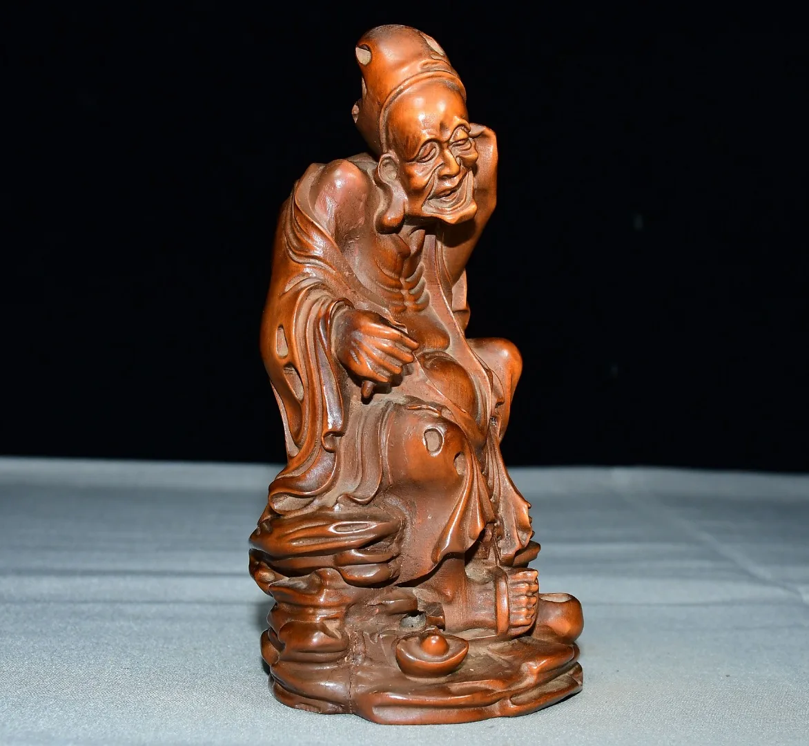 Folk Collection Old Boxwood Ji Gong Jigong Living Buddha Relieve the world heal the wounded and rescue the dying Amitabha Buddha