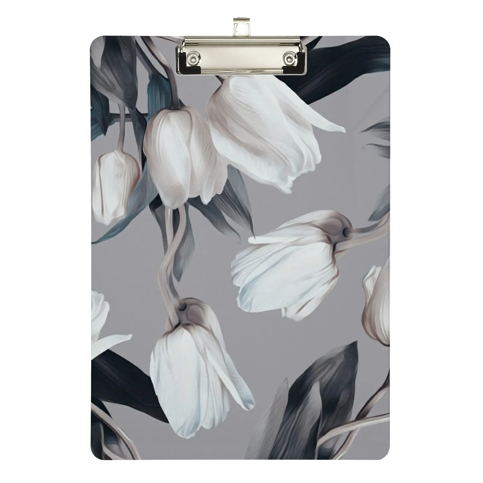 Tulips Acrylic Clipboard with Silver Clip Standard A4 Size Plastic Clipboards for Women Office File Folder Doctor Outdoor Sketch