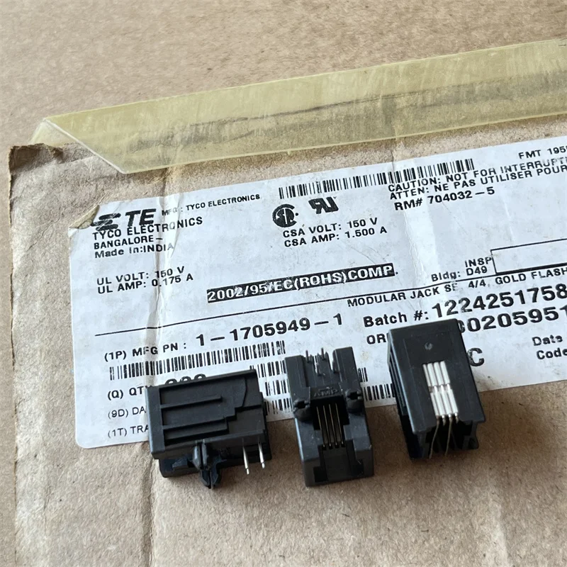 5PCS 1-1705949-1 connector RJ jack 4p4c 90° right angle Cat3 unshielded