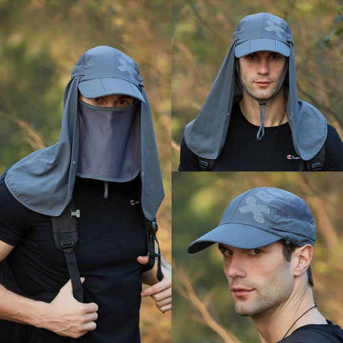 Gorra de béisbol plegable de secado rápido para hombre y mujer, gorro impermeable con visera de 360 °, protección UV, chal de doble uso para pesca y senderismo