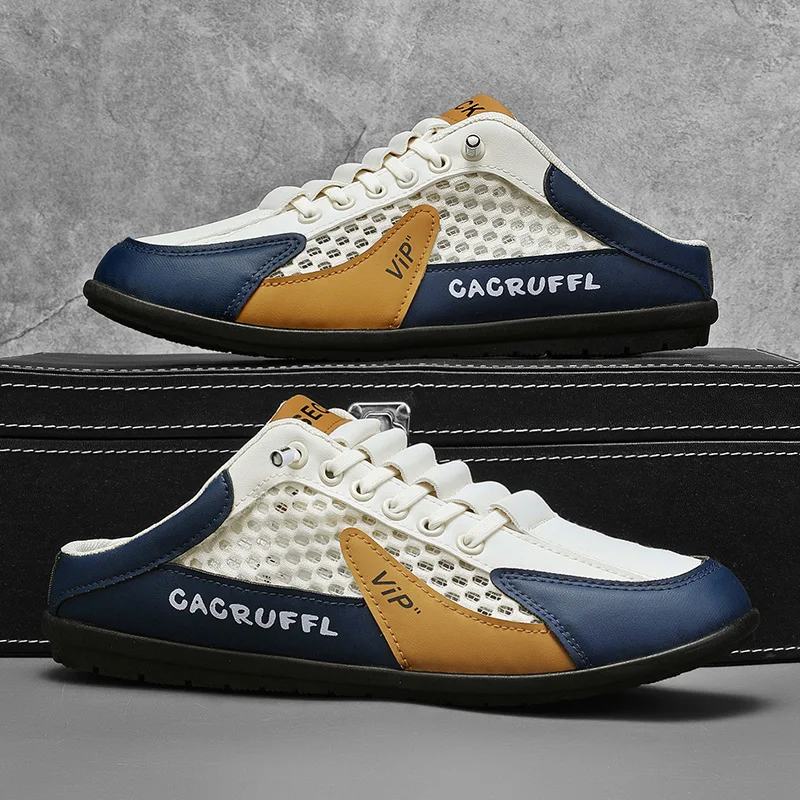 

Men's breathable fashion casual shoes summer non-slip soft-sole outdoor half slippers plus size light comfort youth walking shoe
