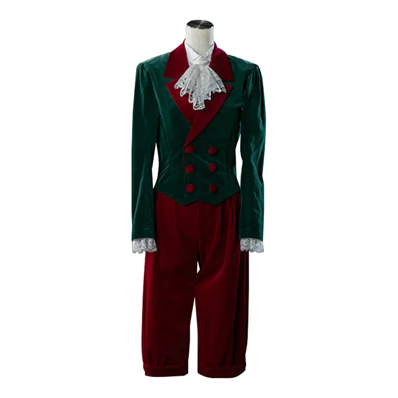 

18th Century Medieval Mens Rococo Green Red Suit French England Prince Suit Aristocrat Suit Halloween Outfit