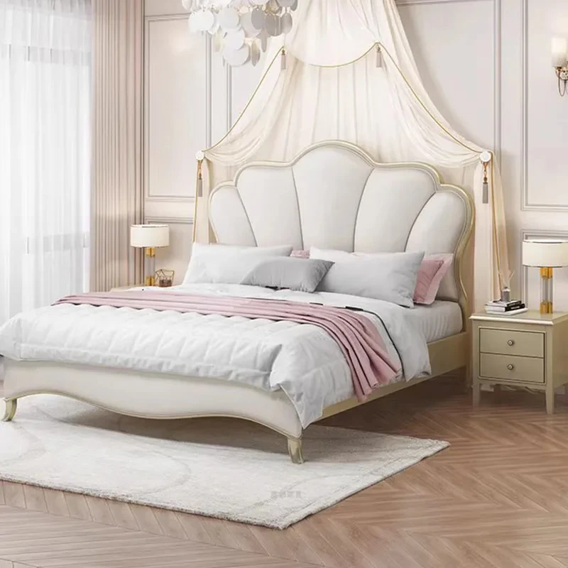 Sleeping Nordic Wood Bed Modern Whitr Wood Headboard Frame Double Bed Girl American Boys Cama Matrimonio Bedroom Furniture