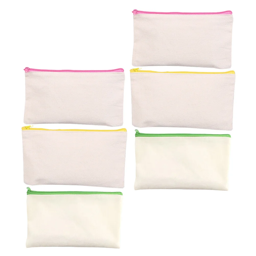 6 قطعة لتقوم بها بنفسك حقيبة أقلام قماش فارغة حقيبة أقلام رصاص صنعة بديعة السلس سستة المحمولة منظم قرطاسية للطلاب