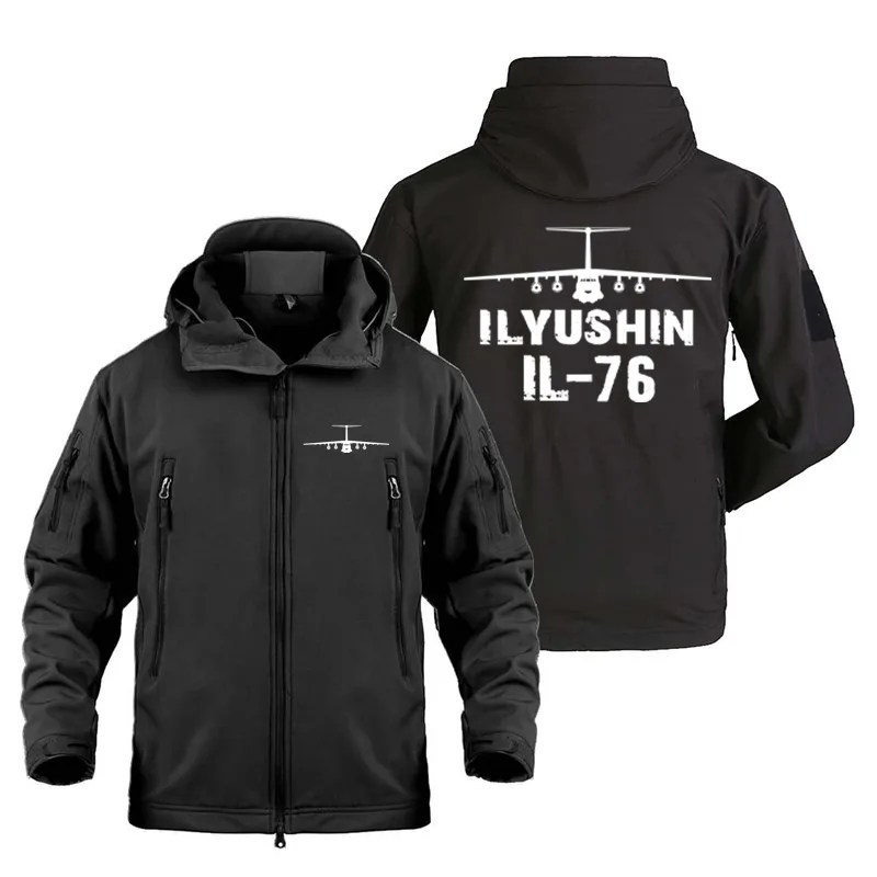 

ILYUSHIN IL-76 Aircraft Aviation Flight Pilots Outdoor Military Tactical Shark Skin Man Coats Fleece Warm SoftShell Jackets