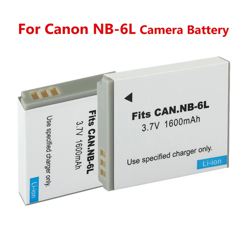 Batería de NB-6L de 1600mAh para Canon PowerShot S90 SD770 IS D10 Digital IXUS 85 IS IXUS 95 IS IXUS 200 IS IXY 25 IS paquete de batería 3,7 V