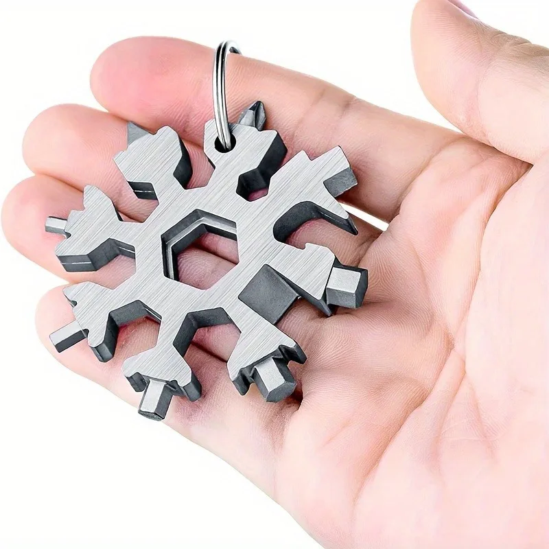 

18-In-1 Stainless Steel Snowflake Multi-Tool Keychain Portable Screwdriver Hex Wrench Bottle Opener For Outdoor Camping Survival