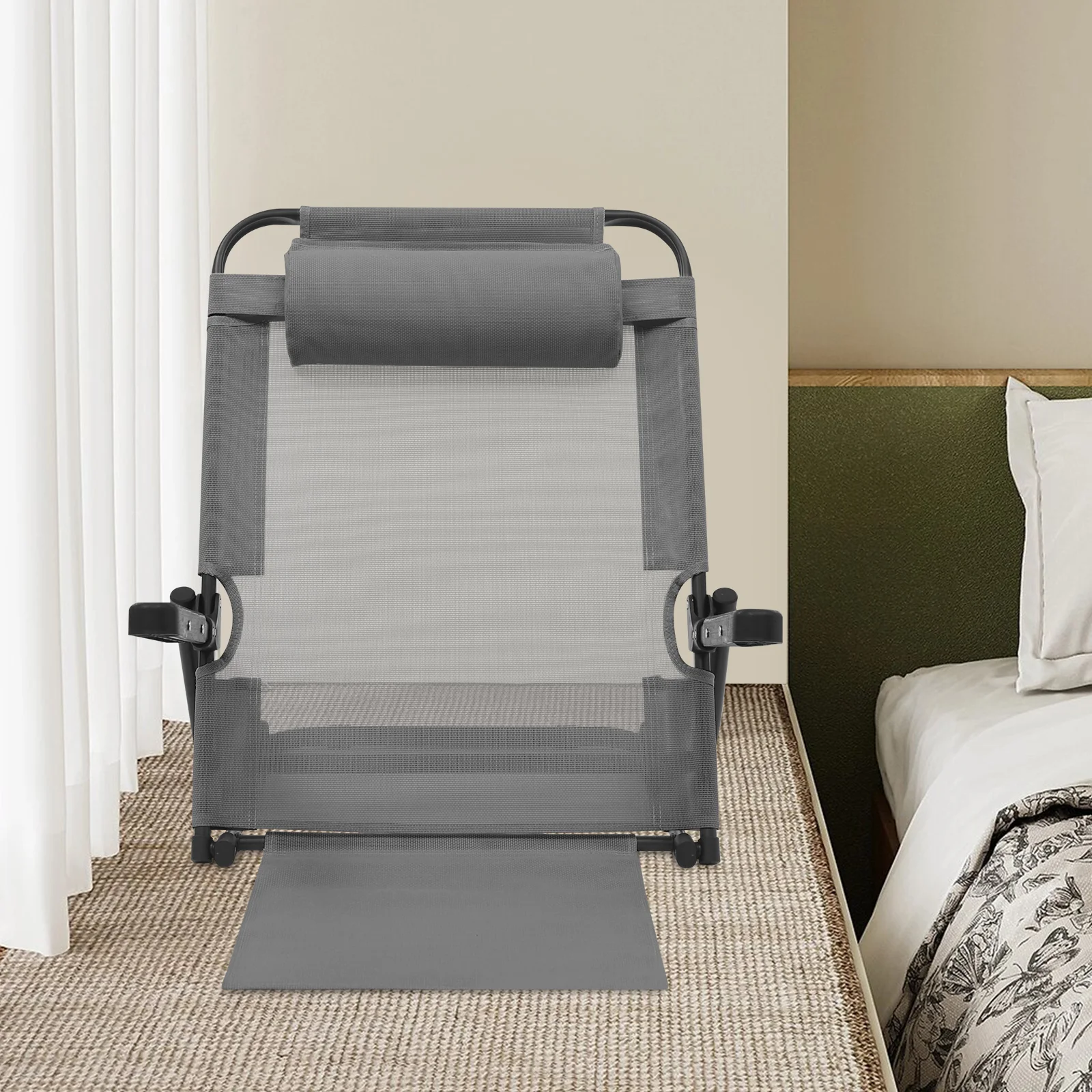

Portable Adjustable Lifting Bed Backrest Support With Armrest 8Gears (40°-Approaching90°) 330.69 Lbs Weight Capacity For Living