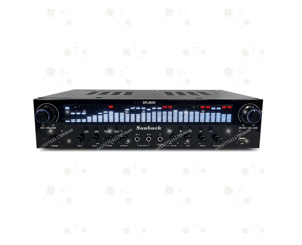 High-power power amplifier home Bluetooth stage karaoke wireless microphone + fiber coaxial professional audio amplifier