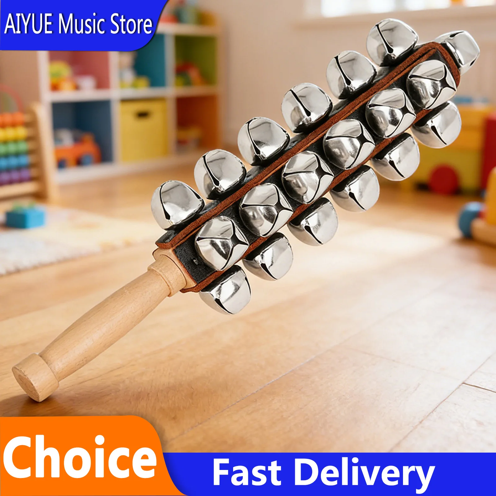 IRIN Hand Held Bell Stick Wooden Hand Shaker Jingle Bells Orff Percussion Instrument For KTV Party Early Education Musical