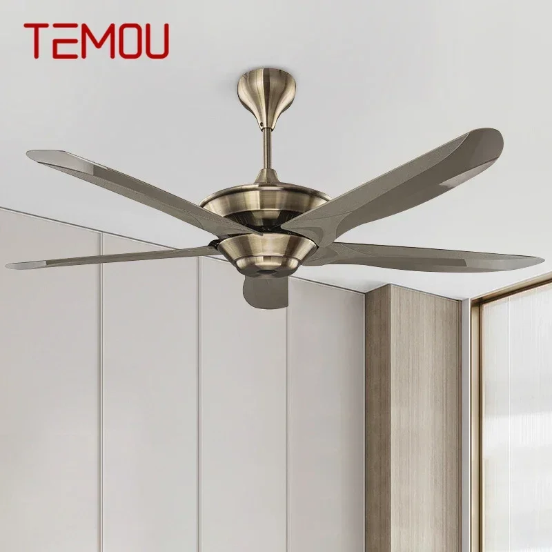 TEMOU  Nordic Without lights Ceiling Fan American Retro Living Room Bedroom Study Cafe Hotel