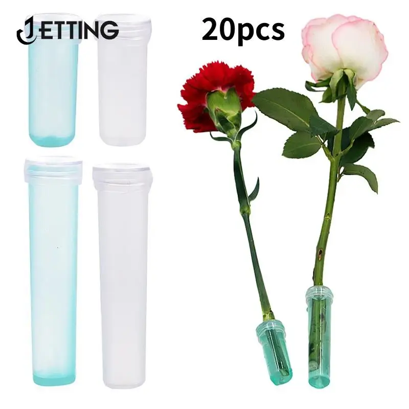 20Pcs Plastic Fresh Flower Nutrition Tube With Cap Water Storage Tube Keep Fresh Hydroponic Container Floral Water Tube