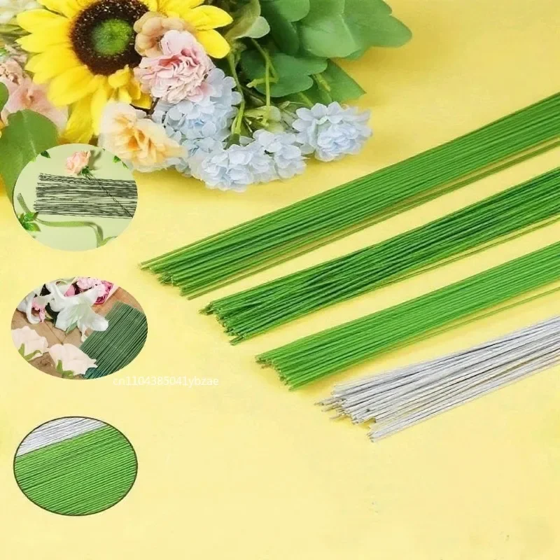 100-1000 قطعة سلك الأزهار الورقية 0.3 مللي متر/0.0118 بوصة قطر 40 سنتيمتر سلك حديد طويل يستخدم لصنع فرع زهرة تخزين النايلون ذاتية الصنع #2