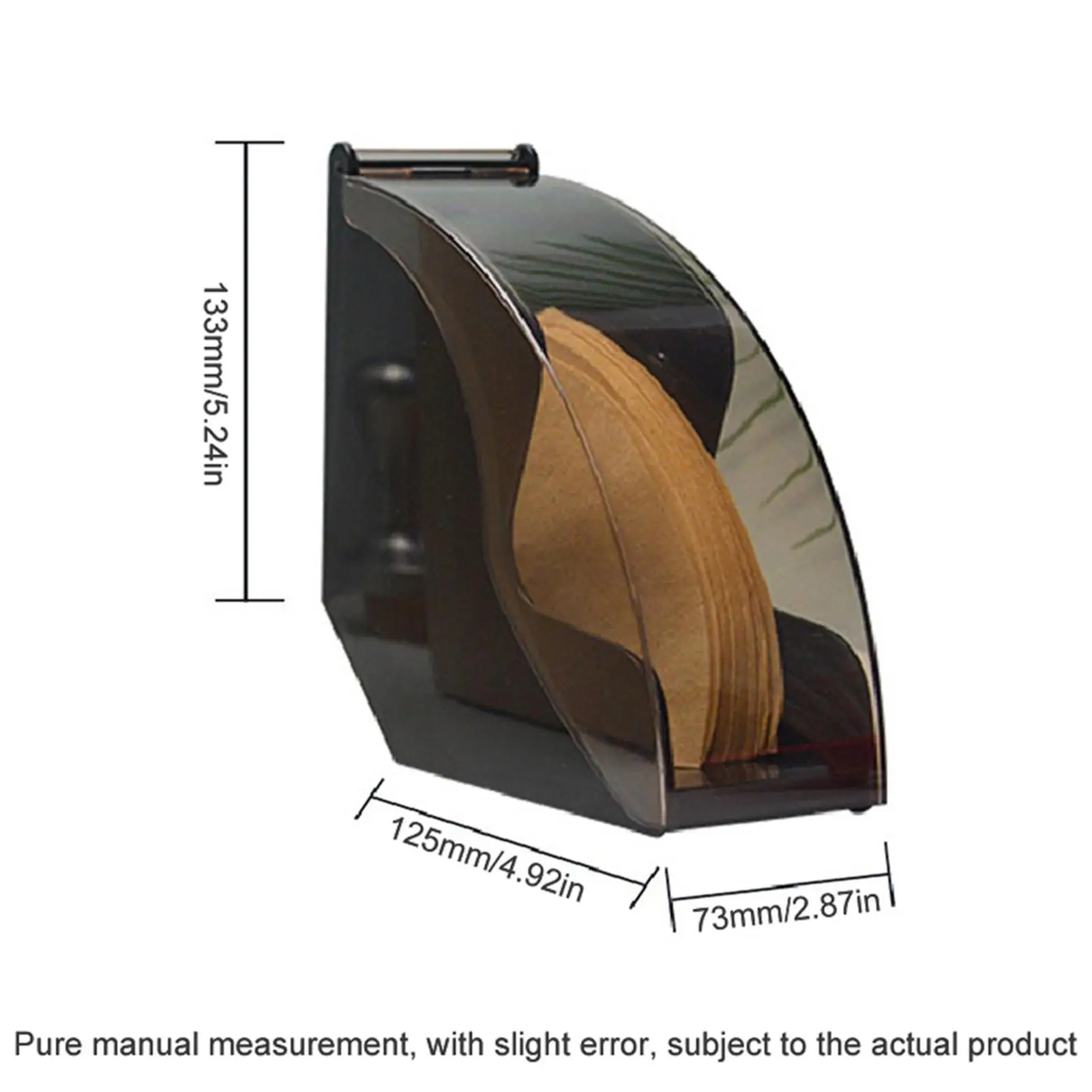 Porte-filtre à café avec couvercle anti-poussière, cône en bois, distributeur de papier filtre