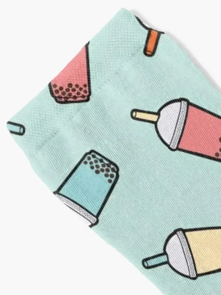 Bubble Tea Pattern in Mint Socks short New year's funny gifts Sports Luxury Woman Socks Men's