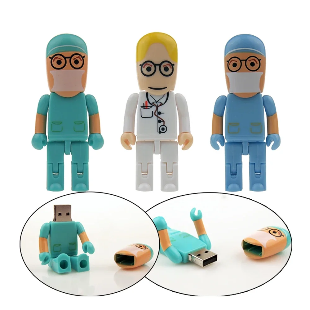 

Cartoon Doctor Nurse USB Flash Drive 128GB Dentist Surgical Doctor Memory Stick 64GB White Pen Drive 32GB U Disk 16GB 8GB gift