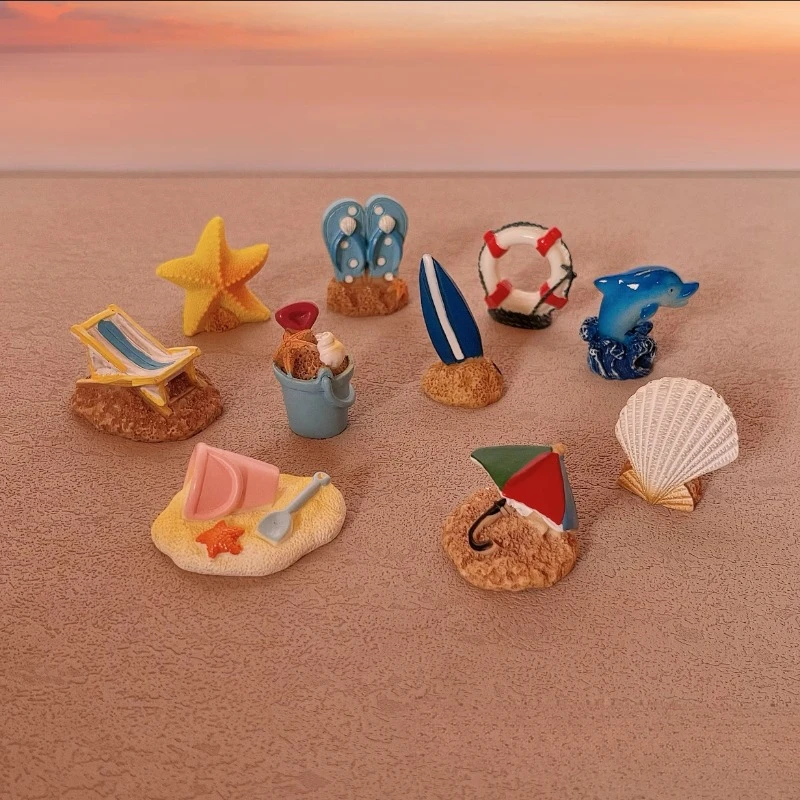 

Emulation Mini Sea Star Sea Shell Dolphin Slippers Beach Bucket Scene Decoration Model Ornament Toy