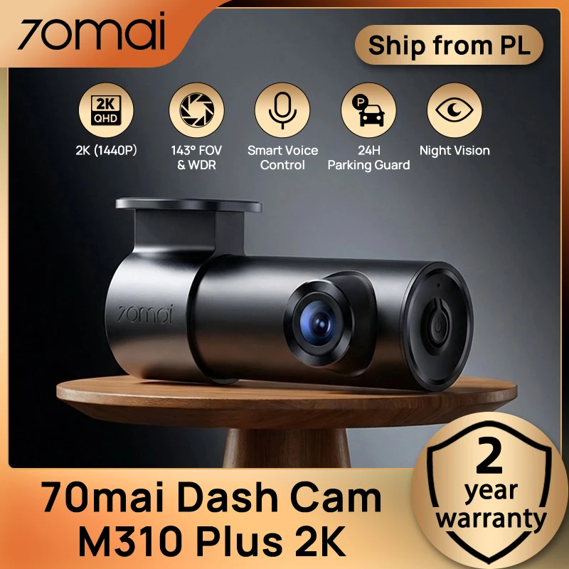 70mai M310 Plus 2K Dash Cam 1440P 143 °   Cámara DVR para Auto con Visión Nocturna FOV, Control por Voz Inteligente, Monitoreo de Estacionamiento 24H, Mini, Fácil Instalación