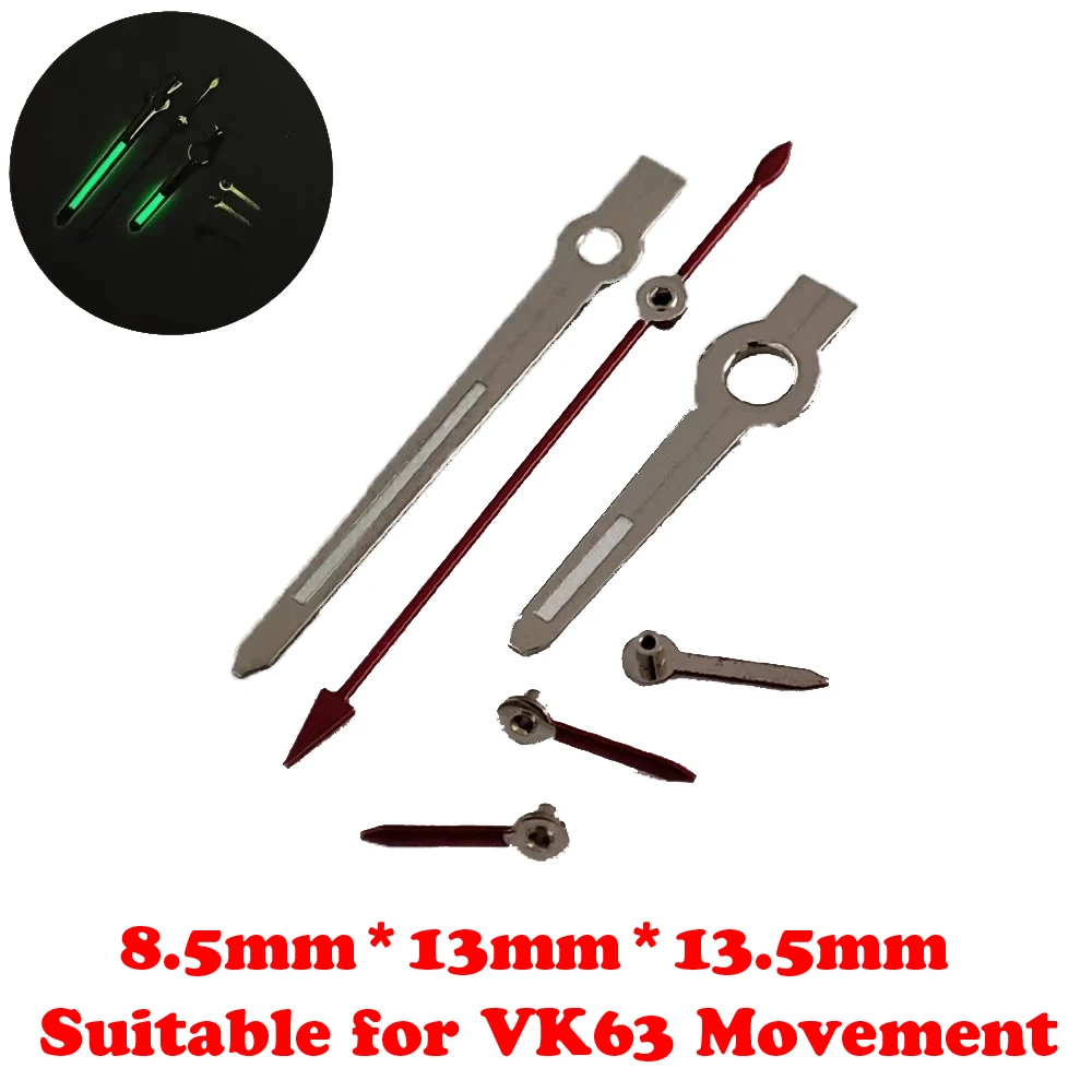 8.5*13*13.5mm VK63 Watch Hands Luminous Rainbow Pointers Dial For VK63 Movement Replacement Of Parts Of Watch Accessorie