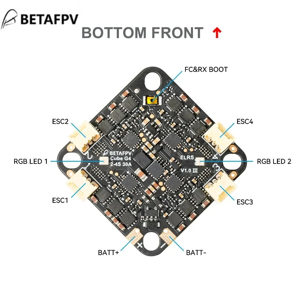 BETAFPV Cube G4 V1 Brushless AIO FC 3IN1 FC ESC Receiver 2-4S 30A for FPV Whoop