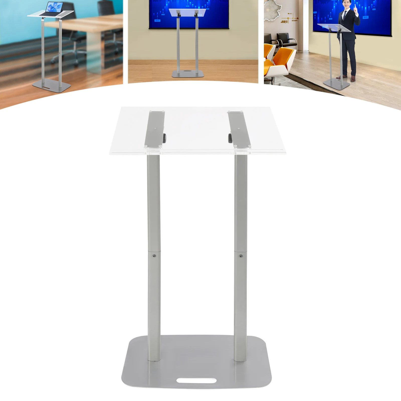 

Clear Podium Stand Acrylic Pulpits for Churches, Professional Portable Presentation Podium Lectern with Wide Reading Surface