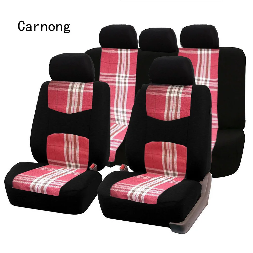

Carnong Car Seat Covers Universal Protect linen fabric four season full covering red balck grey fashion auto interior covering