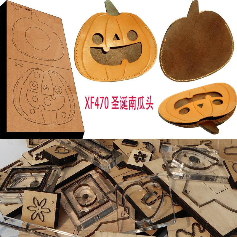 

Handmade Wooden Christmas Pumpkin Head Knife Die Leather Craft Punch Hand Tool Cut Knife Mould XF470 Leather Tools