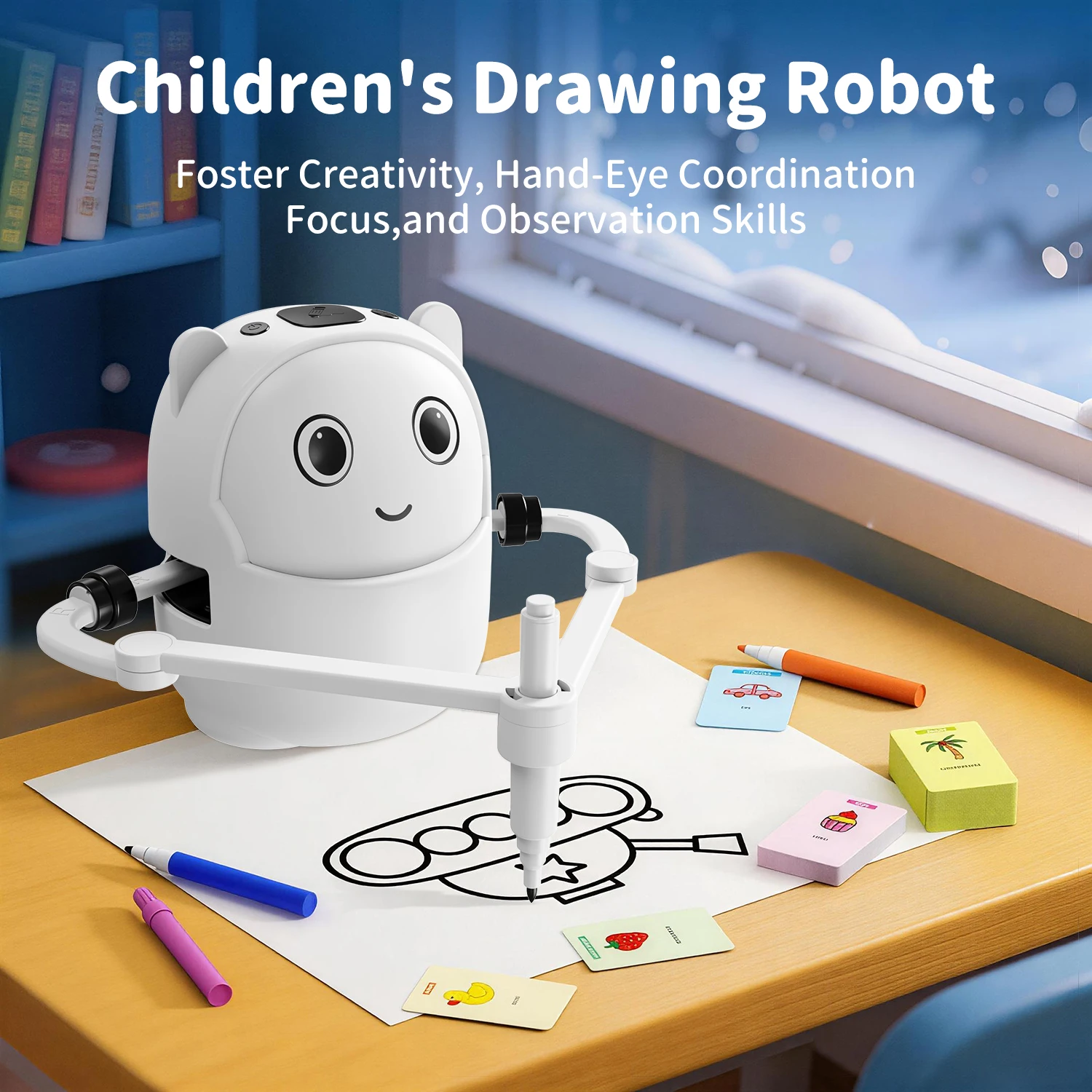Kids Drawing Robot with 100 Themed Cards Auto-Drawing Toy for Ages 3-8, Builds Creativity, Interactive Educational Robot image 3