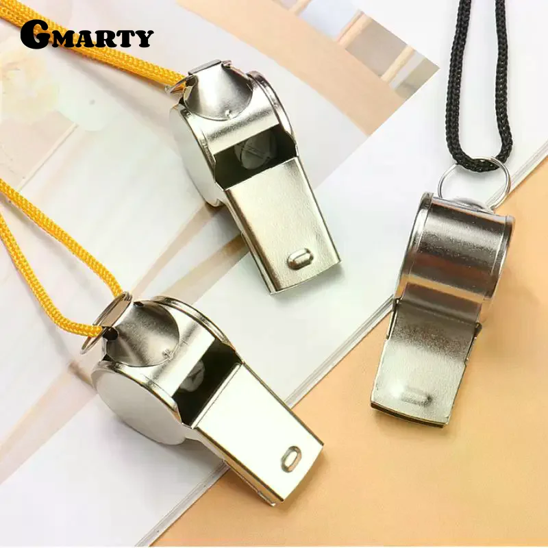 2Pcs Stainless Steel Whistle With Lanyard Outdoor Sports Whistle Super Loud Emergency Survival Whistle