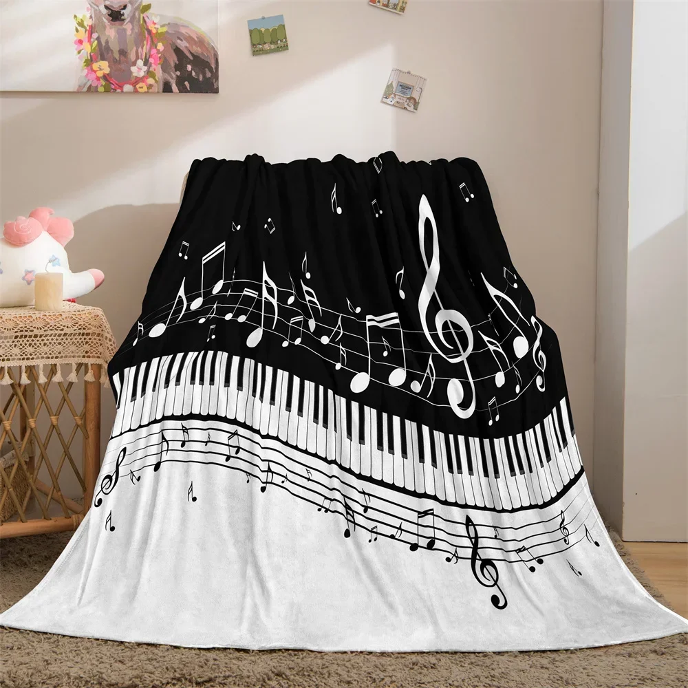 

Фланелевое одеяло с музыкальным рисунком фортепиано, удобное, легкое, теплое для дома, кровати, дивана, декор, всесезонный подарок для детей, подростков, путешествий