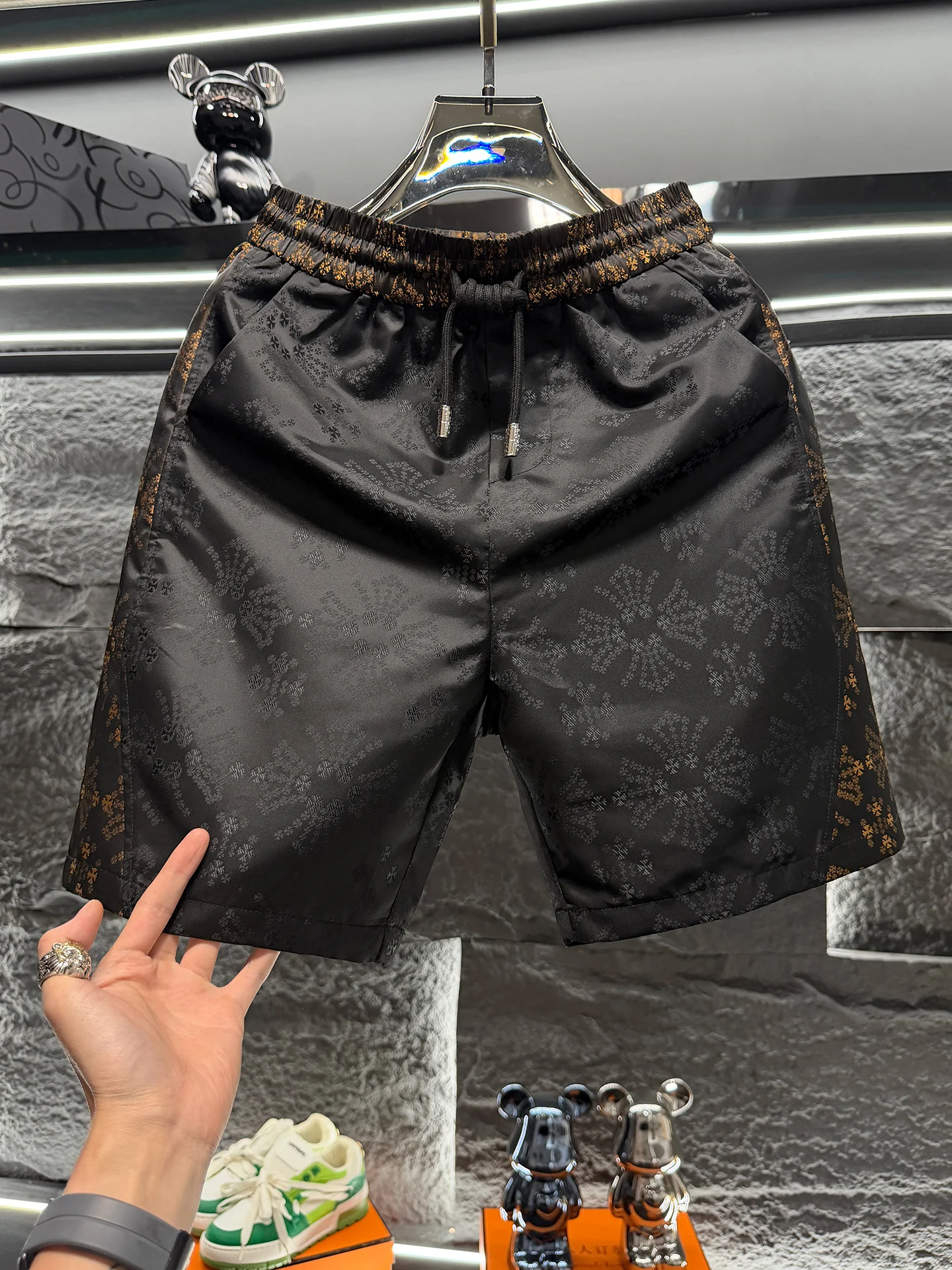Casual Print Men's Shorts Quick Dry mid Waist Low Profile Summer New Fashion Urban Style Polyester Fiber Straight Leg Fit