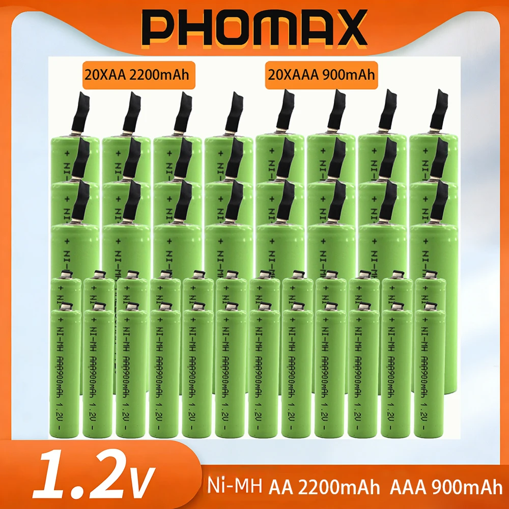 

PHOMAX 1.2V AA AAA Rechargeable NI-MH Battery AA 2200mAh AAA 900mAh Battery For Toys Clock MP3 Player Replace Ni-Mh Batteries