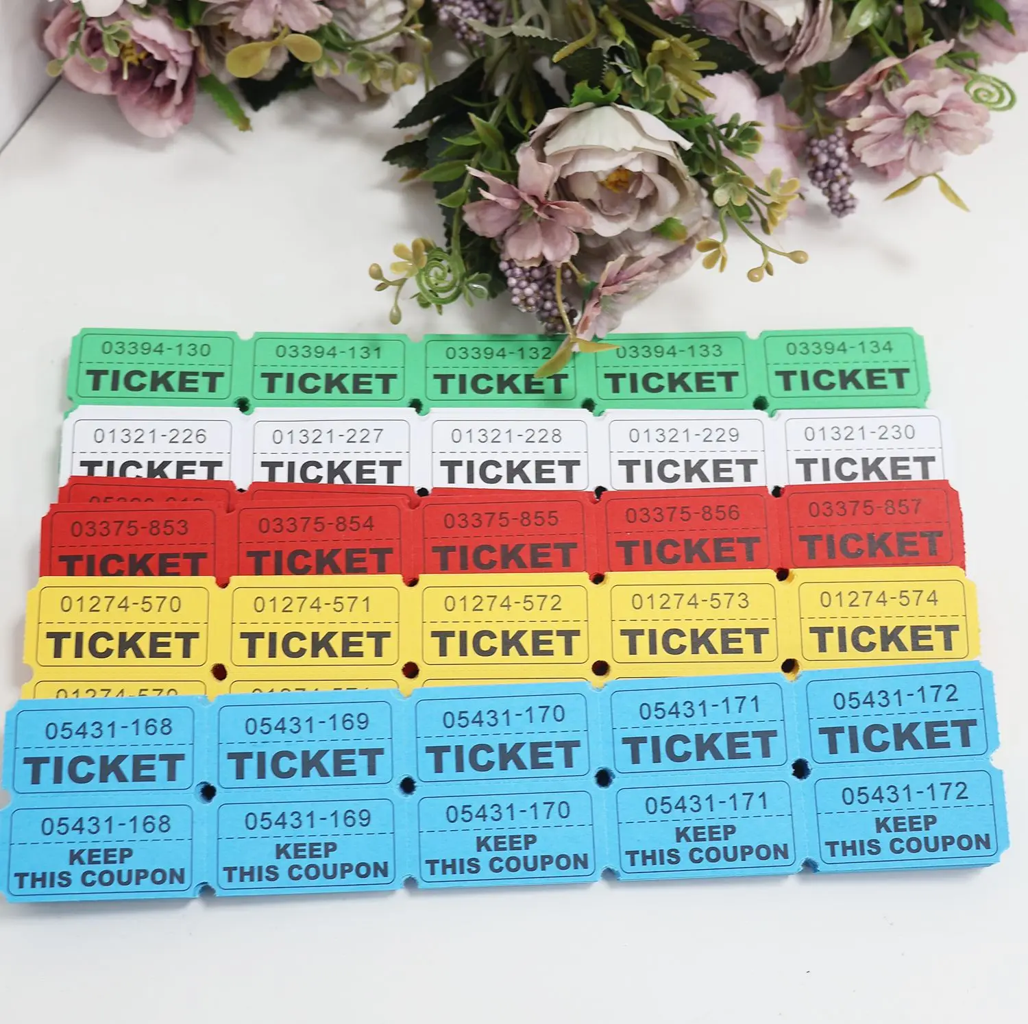 

200Pcs/Bags Cheap Bulk Wholesale Blank Event Tickets Double Roll with Numbering