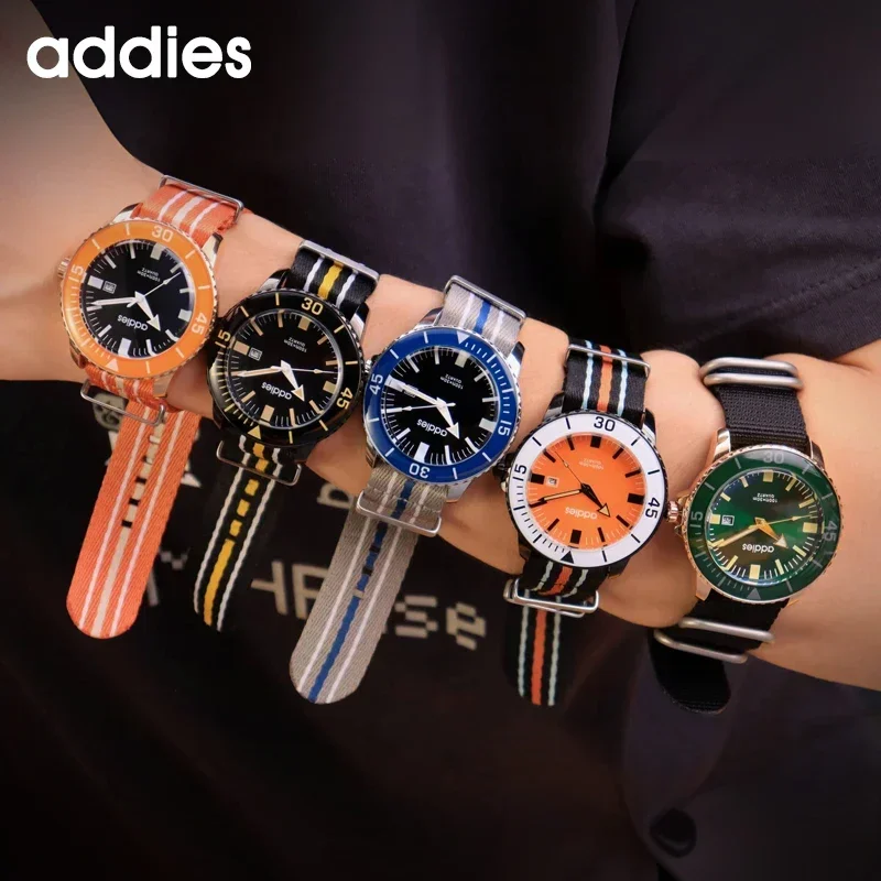 ADDIES Fashion Men\'s Watch Nylon Strap Retro Analog Quartz Watches Date Luxury minimalistic men Sports wristwatch Reloj hombre