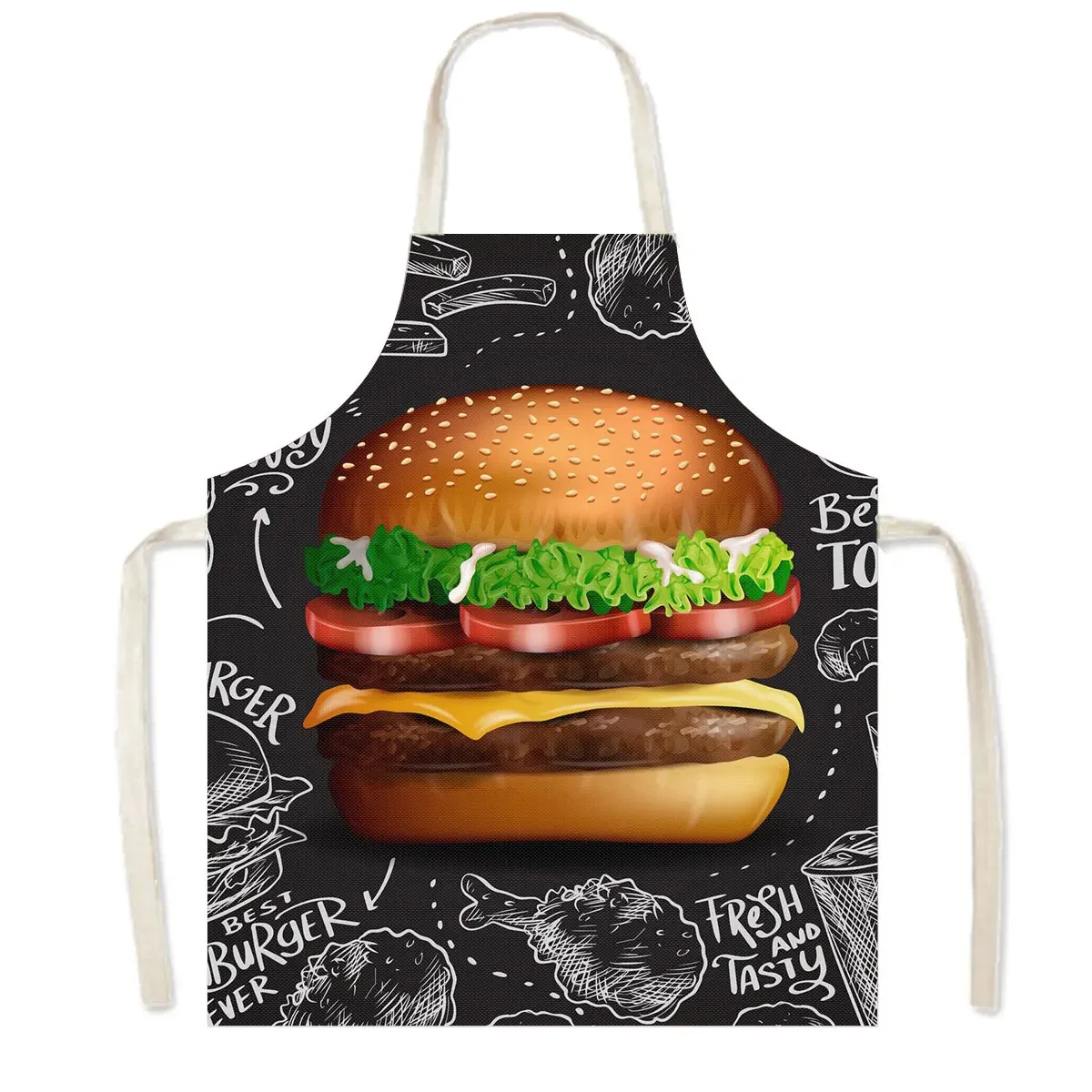 Coffee Hamburger Cooking Aprons Delicious Food Women Pinafore Home Cleaning Clothing Chef Kitchen Baking Apron Cleaning Tool