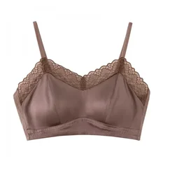 Women's Silkworm Silk Without Steel Ring Anti Slip Gathering Traceless Sexy Lace Full Cup Bra Women Underwear