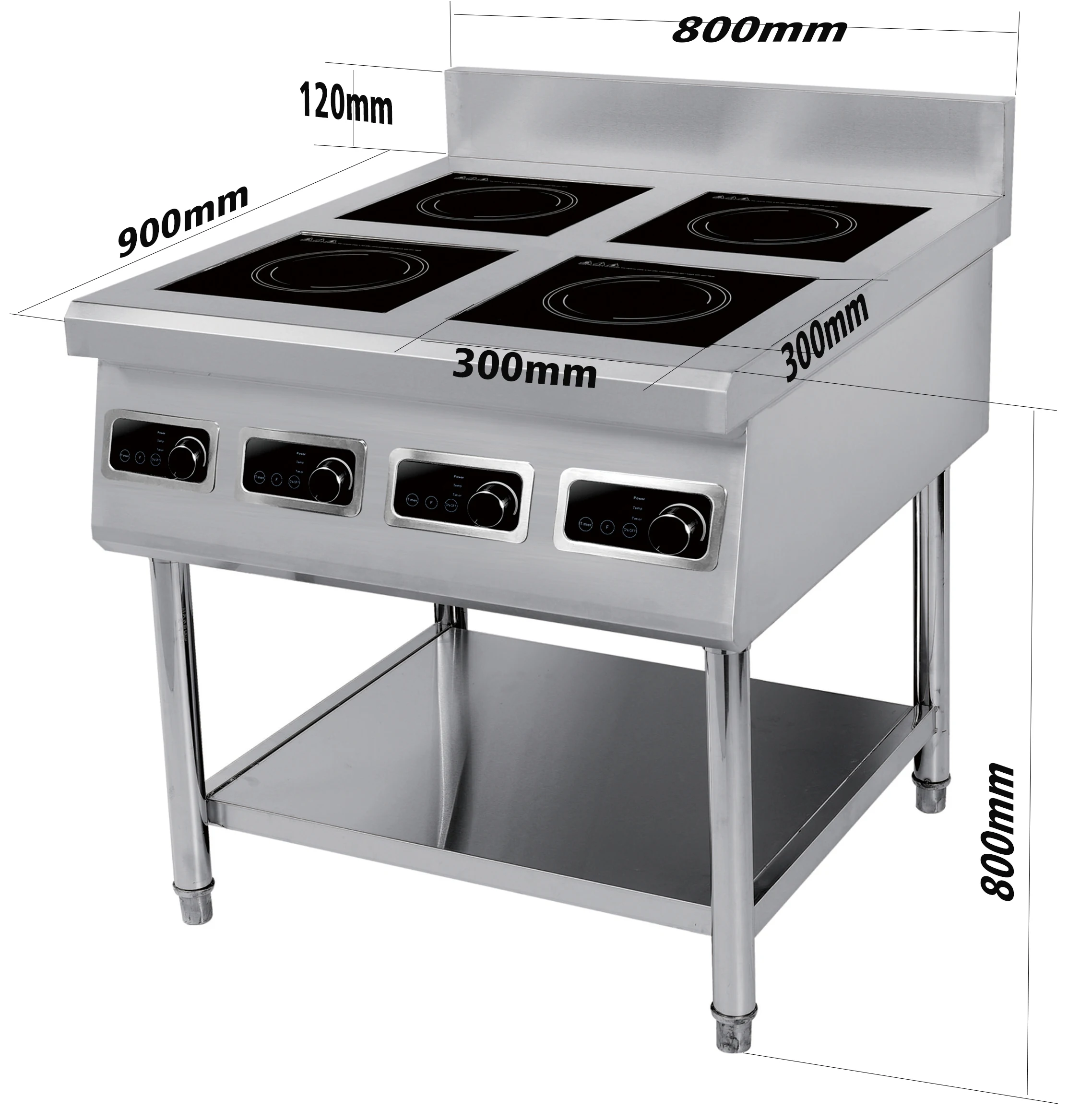 High-power 3000W*4/5000W*4 Commercial Induction Cooker Vertical Half-bridge Technology With Sensor And Knob Control