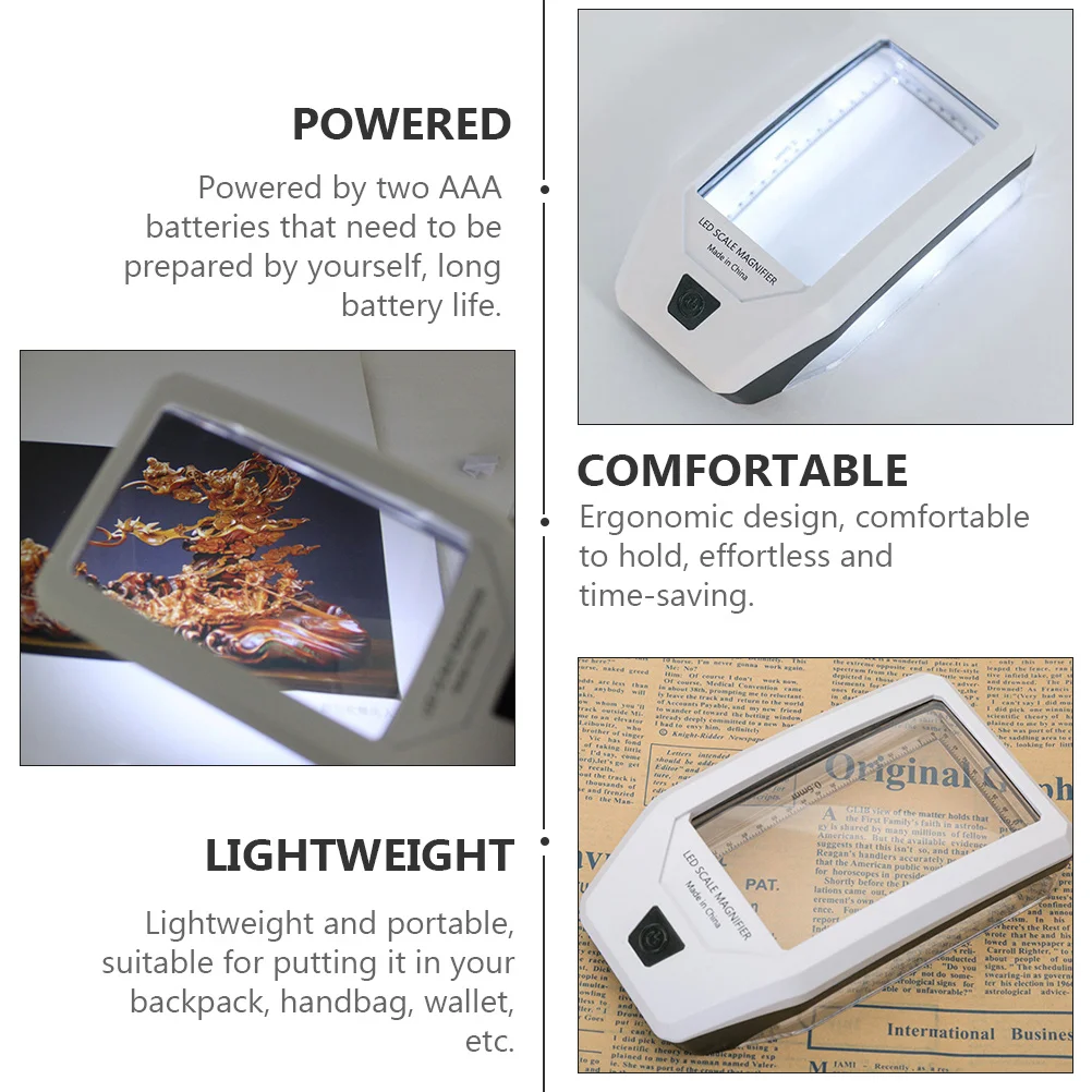 

1Pcs Reading Zoom Tool with 6 LED Bulbs Lamps for Document Inspection Lightweight Comfortable Grip Ideal for Books