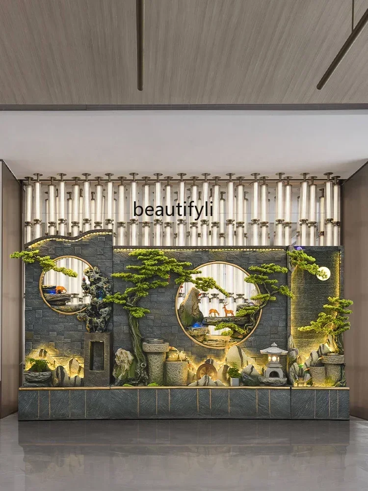 

cqyWater Curtain Wall Water Screen Office Partition Outdoor Villa Courtyard Rockery Fish Pond Waterfall Fountain Landscape