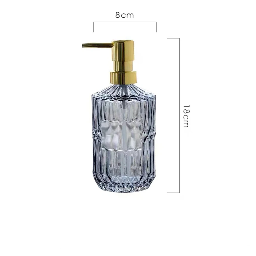 Liquid Soap Dispenser for Bathroom, Hand Sanitizer Container, Travel Shampoo, Body Wash, Luxury Glass, Light, 450ml