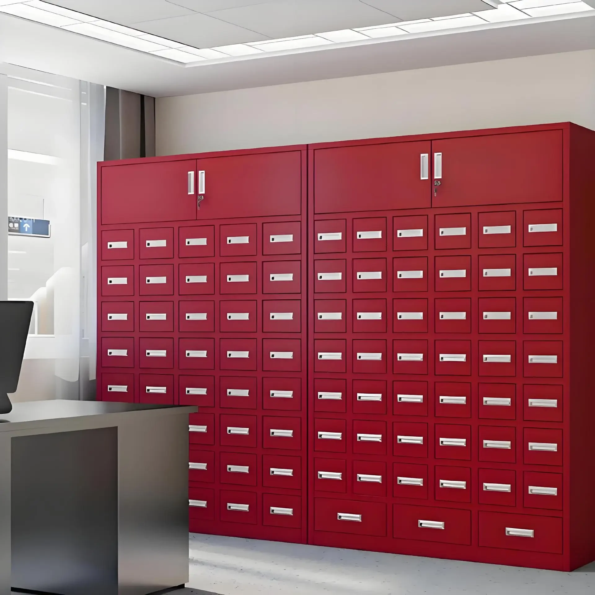 Steel traditional Chinese medicine cabinet drawer type multi-grid iron sheet Chinese herbal medicine storage cabinet outpatient