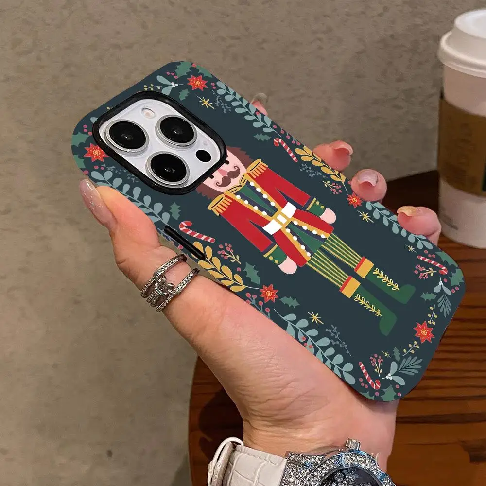 Handyhülle mit weihnachtlichem Muster, geeignet für iPhone 17, 16, 15, 14, 13, 12, 11 Pro/Max/Plus, Anti-Drop-Doppelschicht-Rückseite