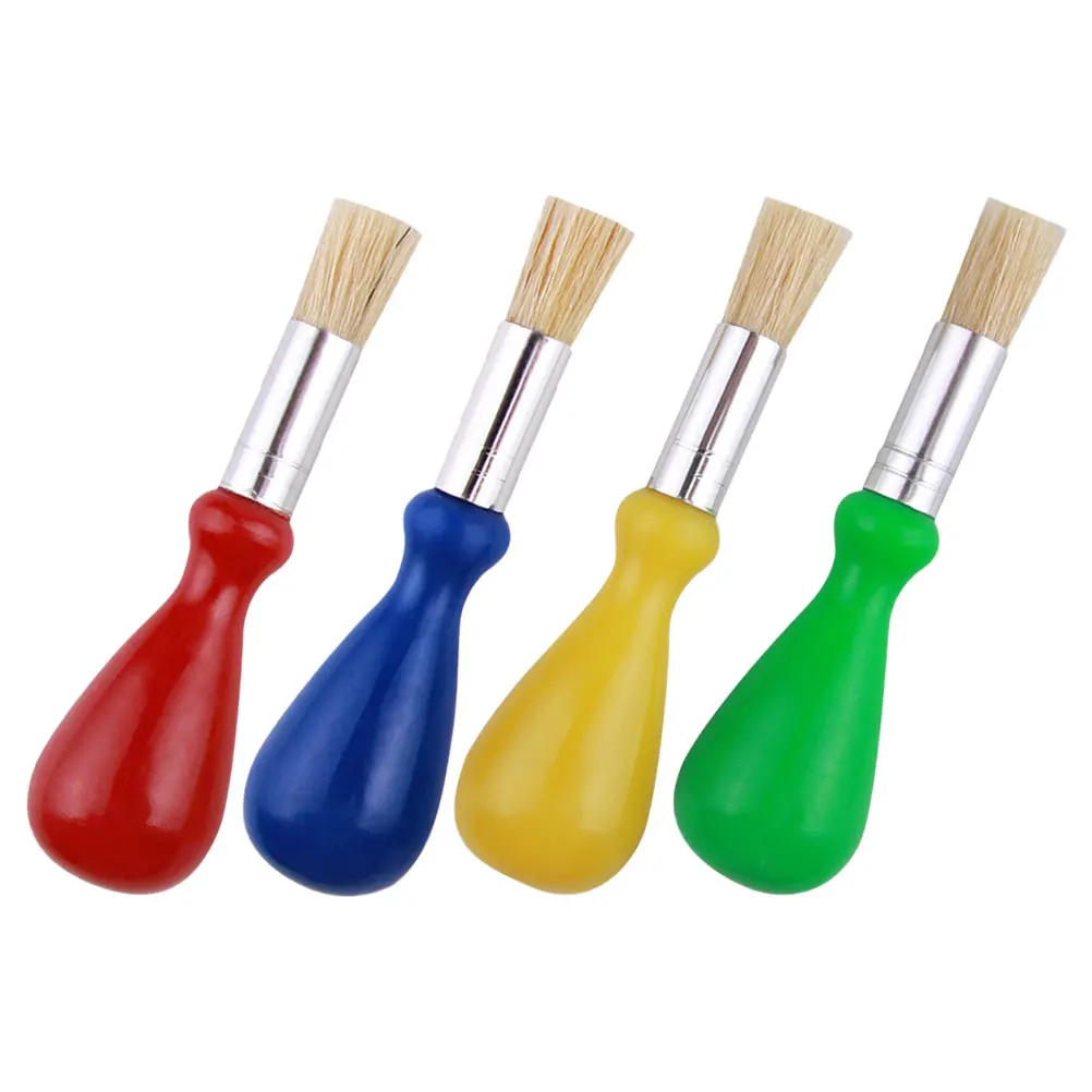 

4pcs Oil Paint Brushes For Artists Ergonomic Handle Soft Bristles Teardrop Shape Painting Brush Trim Watercolor Stencil Brushes