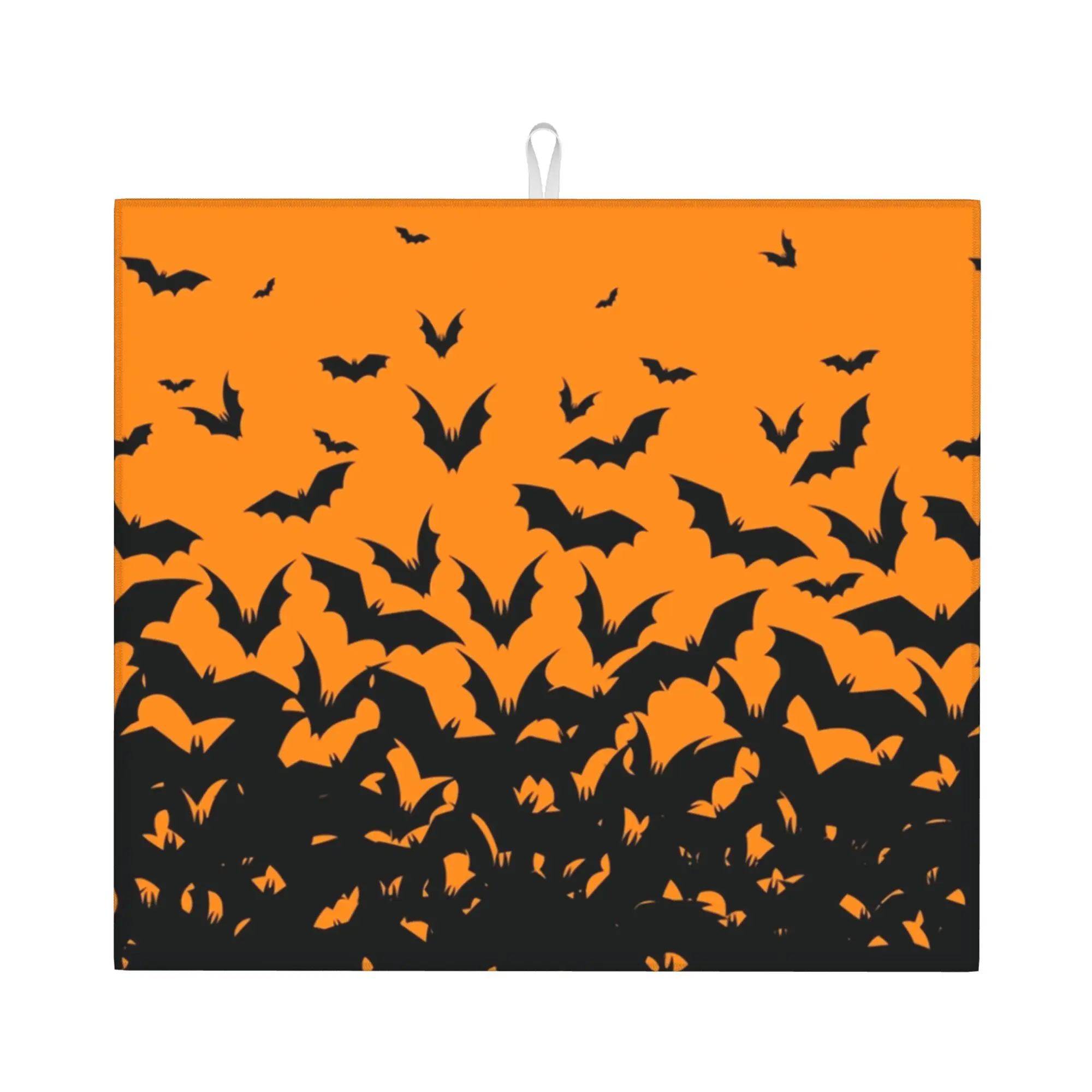 Bats Halloween Goth Occult Witch Non‑Slip Waterproof Absorbent Barware Tableware Oil Proof Reusable Drying Mat For Kitchen