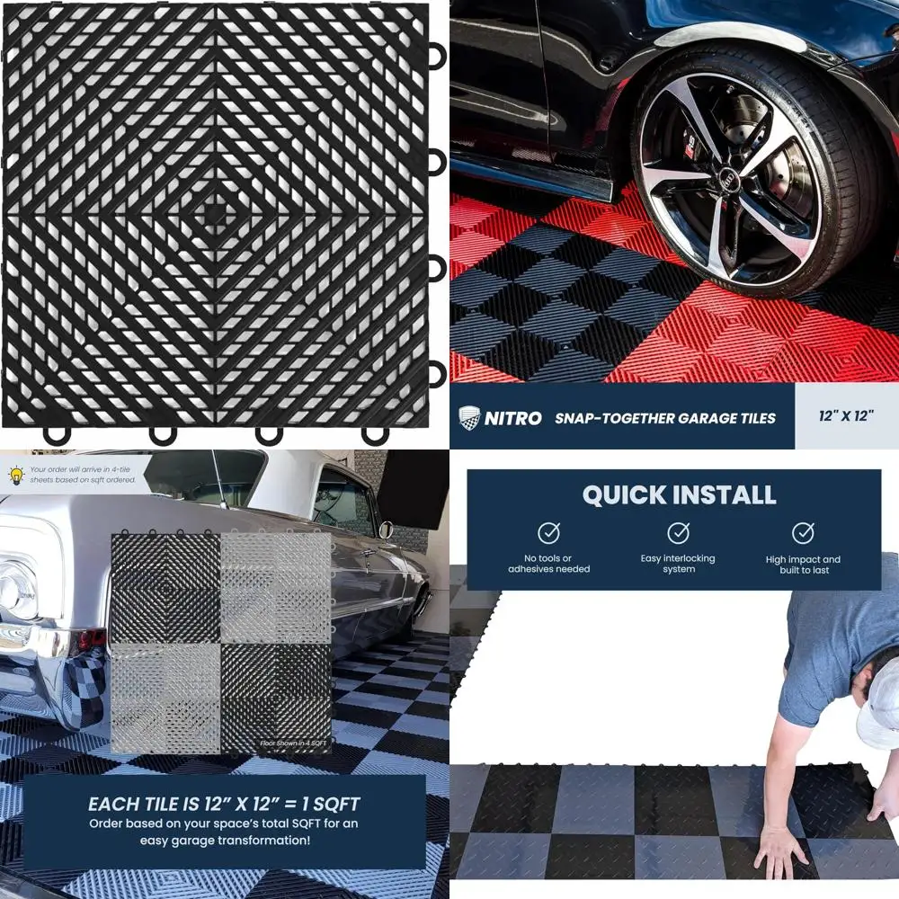 

Non-Slip 12x12 Interlocking Plastic Garage Floor Tiles for Easy Snap-Together Installation and Enhanced Organization