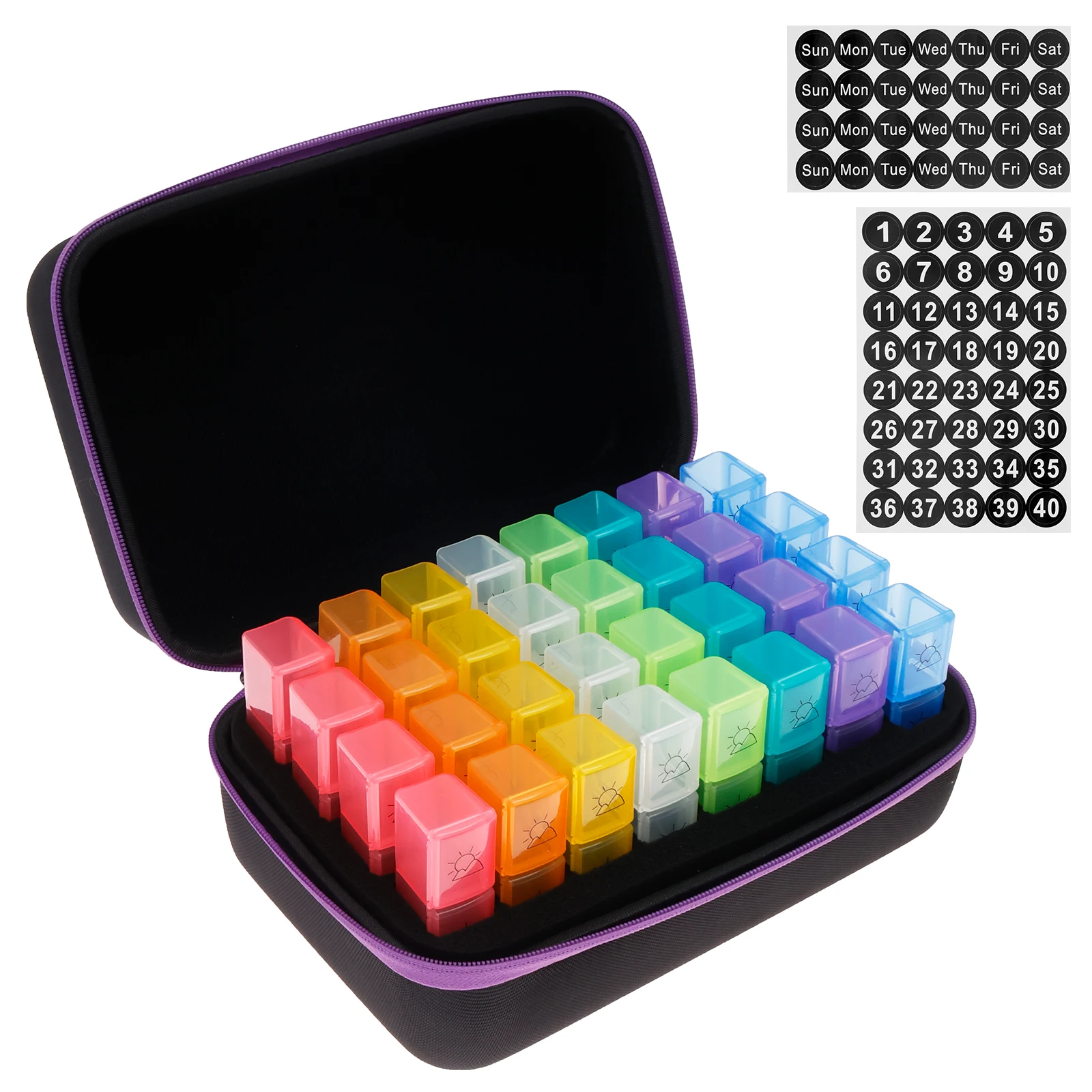 

Коробка-органайзер для ежемесячных таблеток, 3 раза в день, с 32 ежедневными карманными футлярами и этикеточной наклейкой, портативная дорожка для лекарств, витаминов