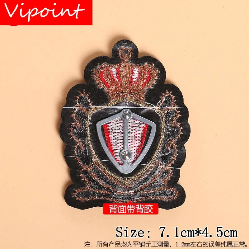 Embroidery Toothbrush Metal Patch Letter Leaf Crown Applique Clothes Jacket Badge Patches for Clothing PW227288