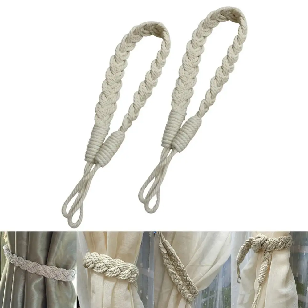 Buckle Tieback Holder Curtain Strap 2Pcs Cotton Woven Twist Knotted Drape Rope