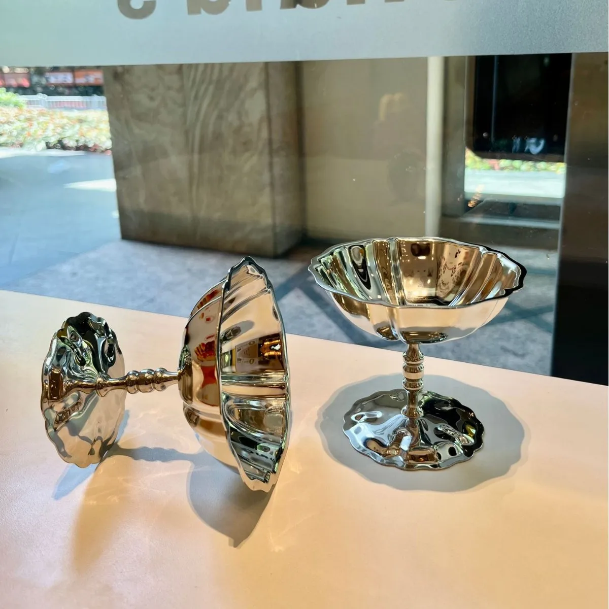 

304 Stainless Steel Ice Cream Cup Dessert Cup Vintage High Foot Pudding Cup INS Blogger Same Style